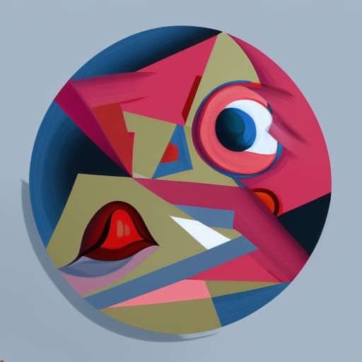 Surreal Eyeball Mouth in Cubist Art Deco Style