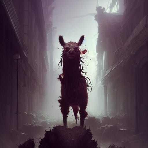 Zombie Alpaca in Dark Fantasy Style
