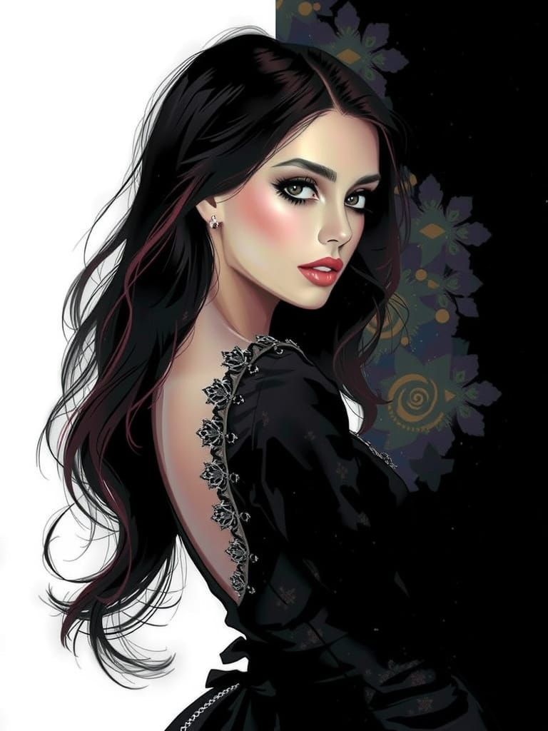 Elegant Actress Lost in Thought, in a Retro Pop Art Style