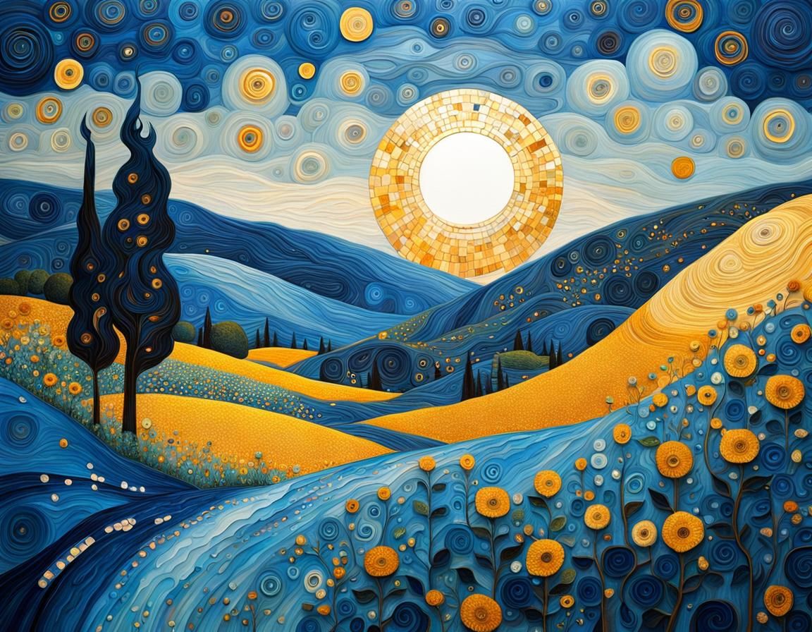Sunlight in Blue: A 3D Klimt-Inspired Rendering