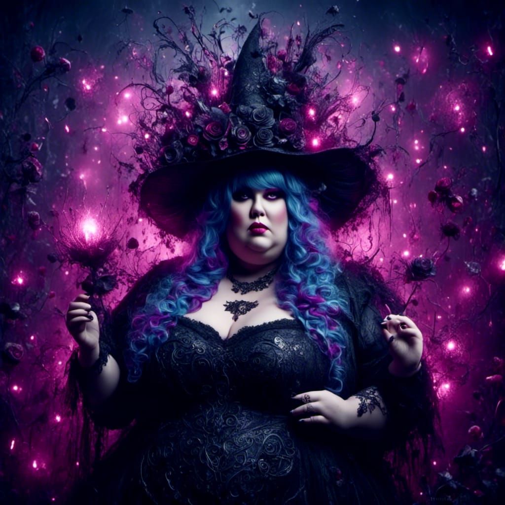 Darkside Curvy Fairy in Surreal Filigree Style