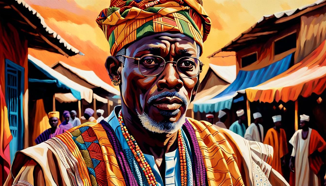 Confident Hausa Jagaban in Vibrant Market Scene