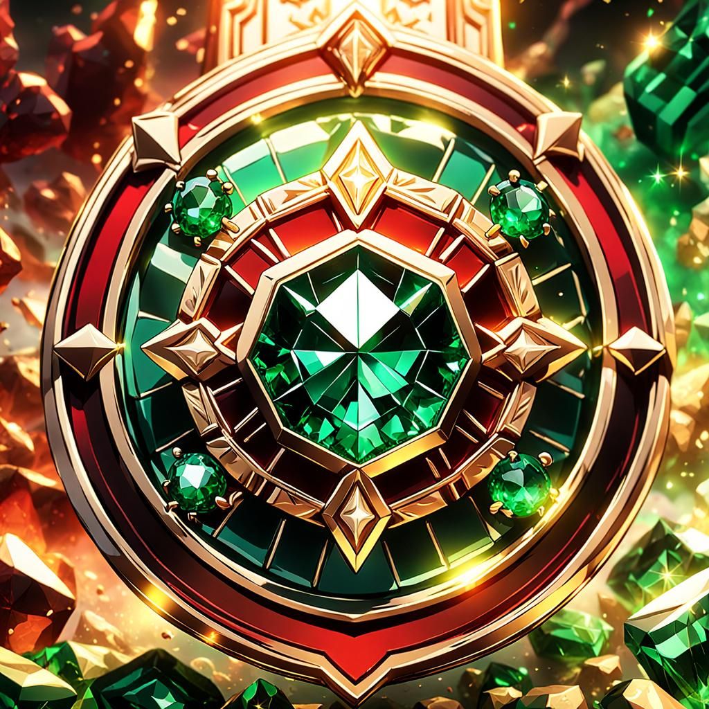 Emerald Gemstone School Badge in Anime Style