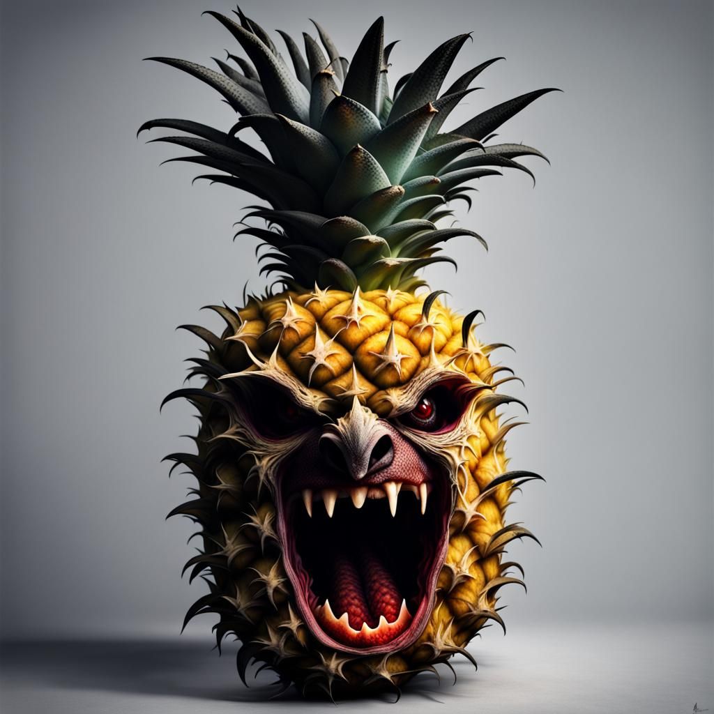 Scary Vampire Pineapple in Photographic Style