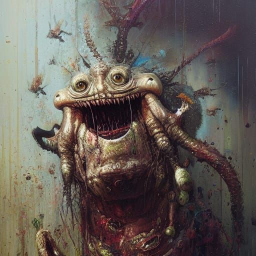 Grotesque Character Portrait in Oil Paint Style