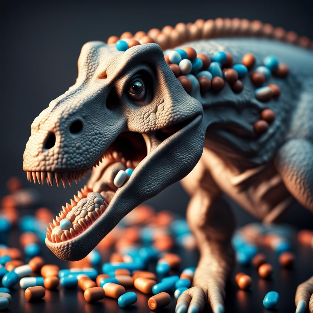 Hyperrealistic Xanax Tyrannosaurus Dinosaur