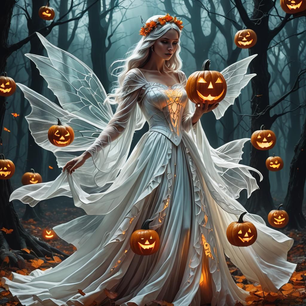 Pop Art Ghost Fairy in Mystical Forest