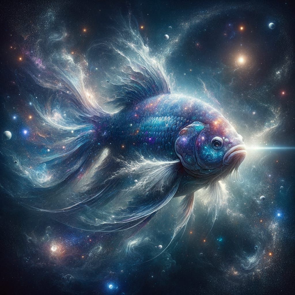 Cosmic Beata Fish Floating in Deep Space