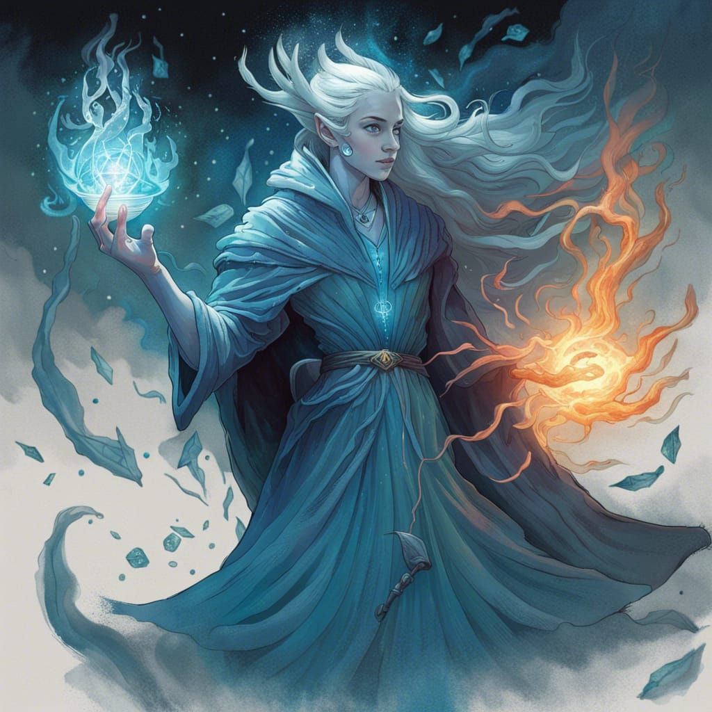 Sorceress Casting a Patronus Spell in Vivid Color