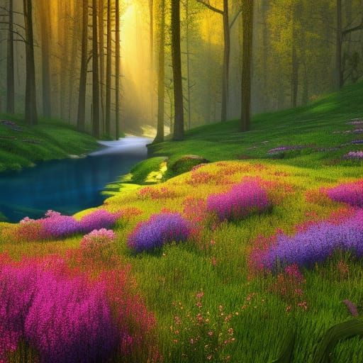 Enchanted Valley Meadow in Dark Fantasy Style