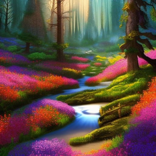 Enchanted Valley Meadow in Golden Sunlight