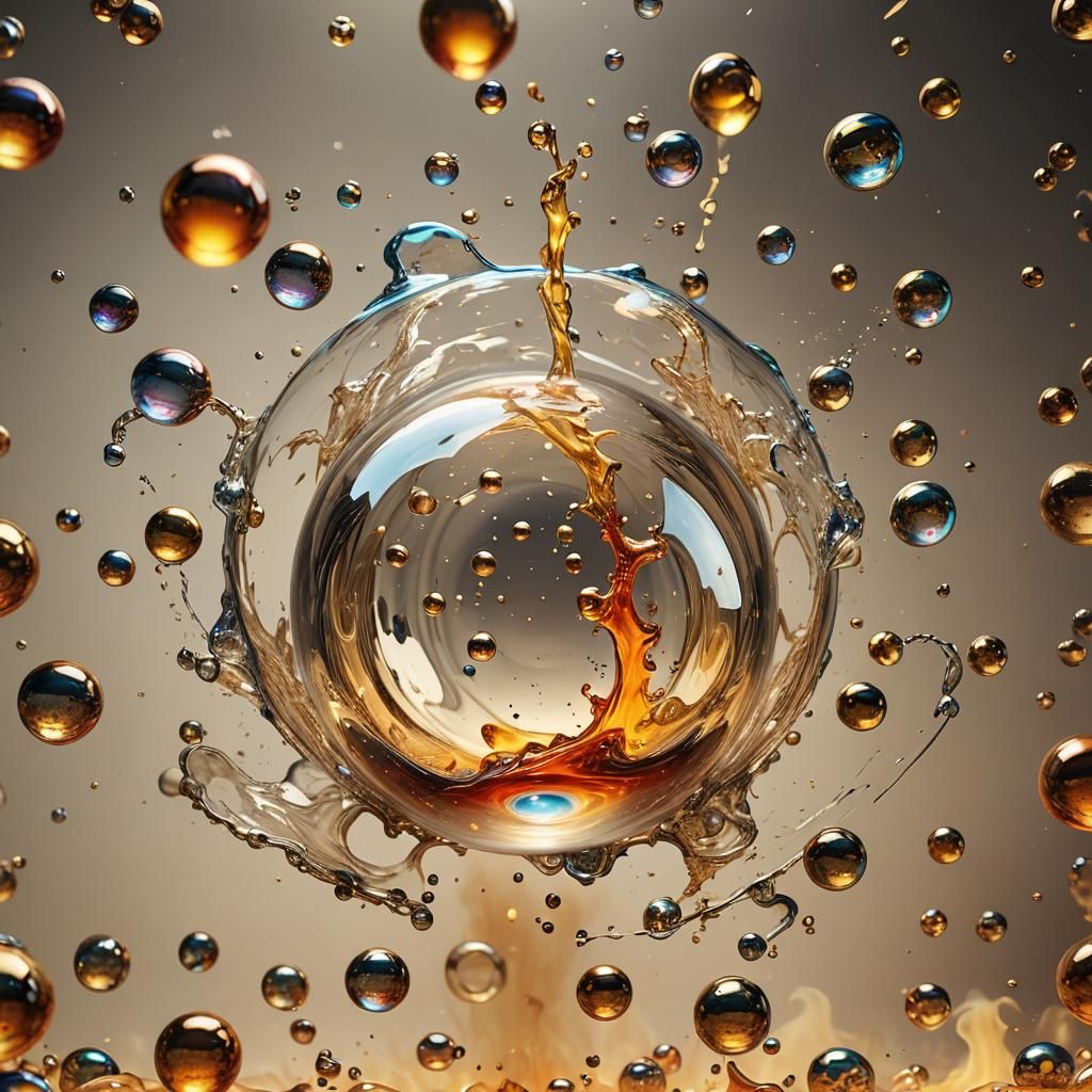 Glass Orb Surrounded by Swirling Bubble Fire