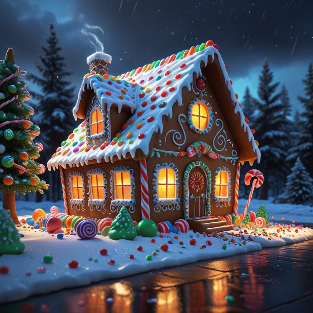 Whimsical Gingerbread House with Candy Decorations