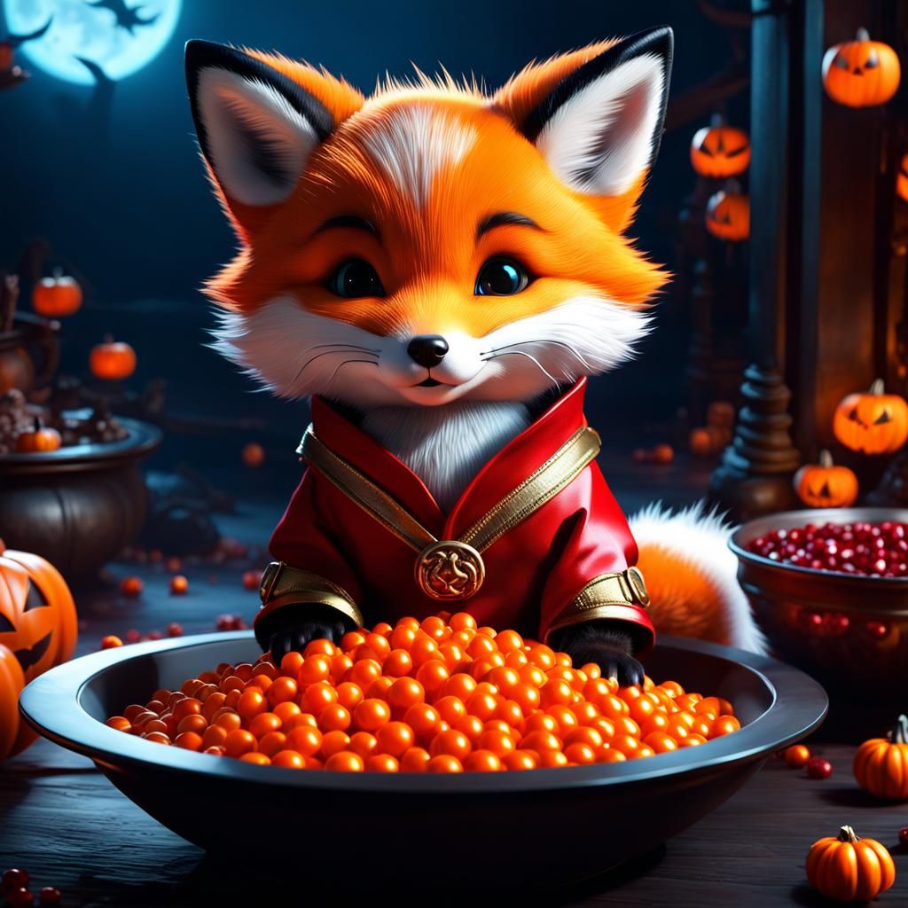 Fox Pup in Kitsune Costume Animation