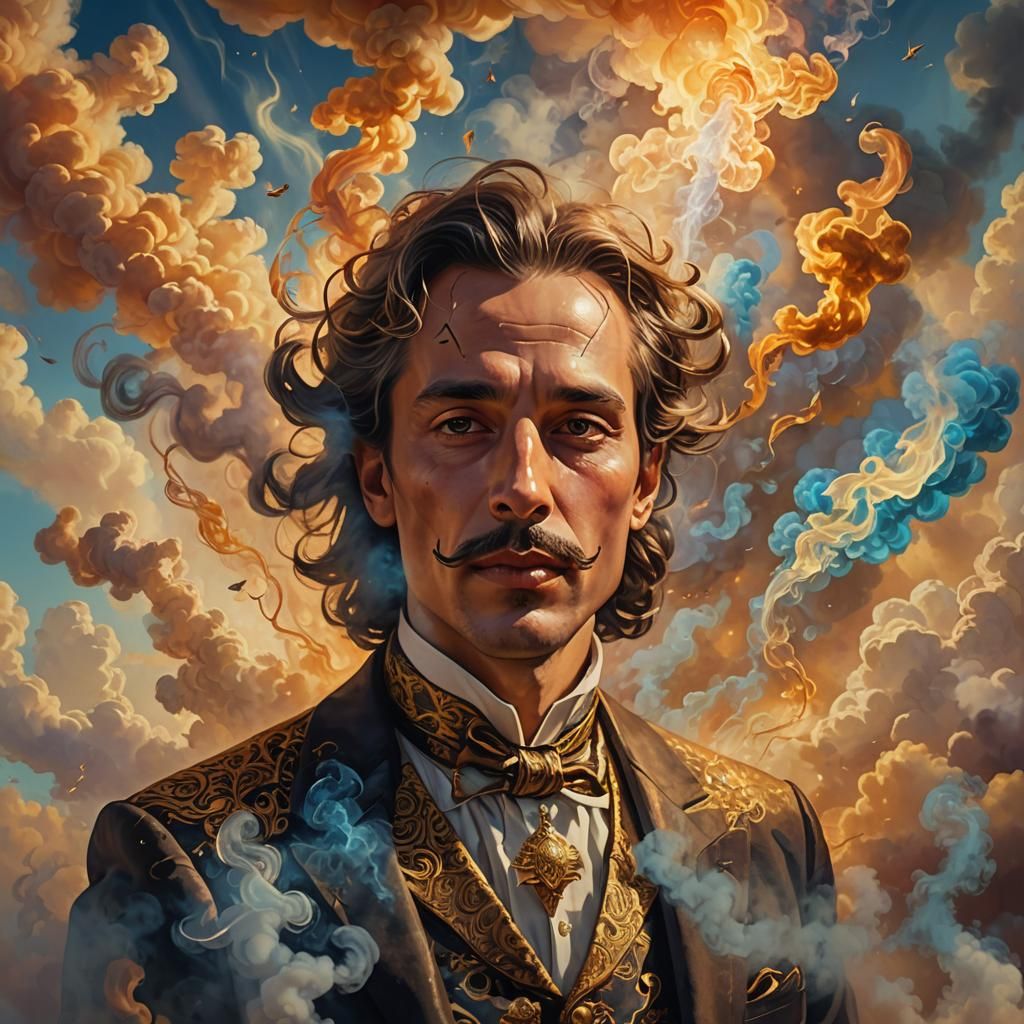 Surreal Magician Portrait in Impressionist Style