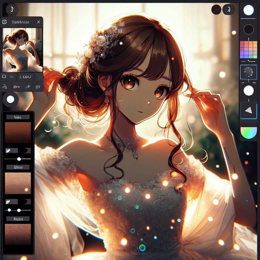 Anime Girl in Gown with Chiaroscuro Shading