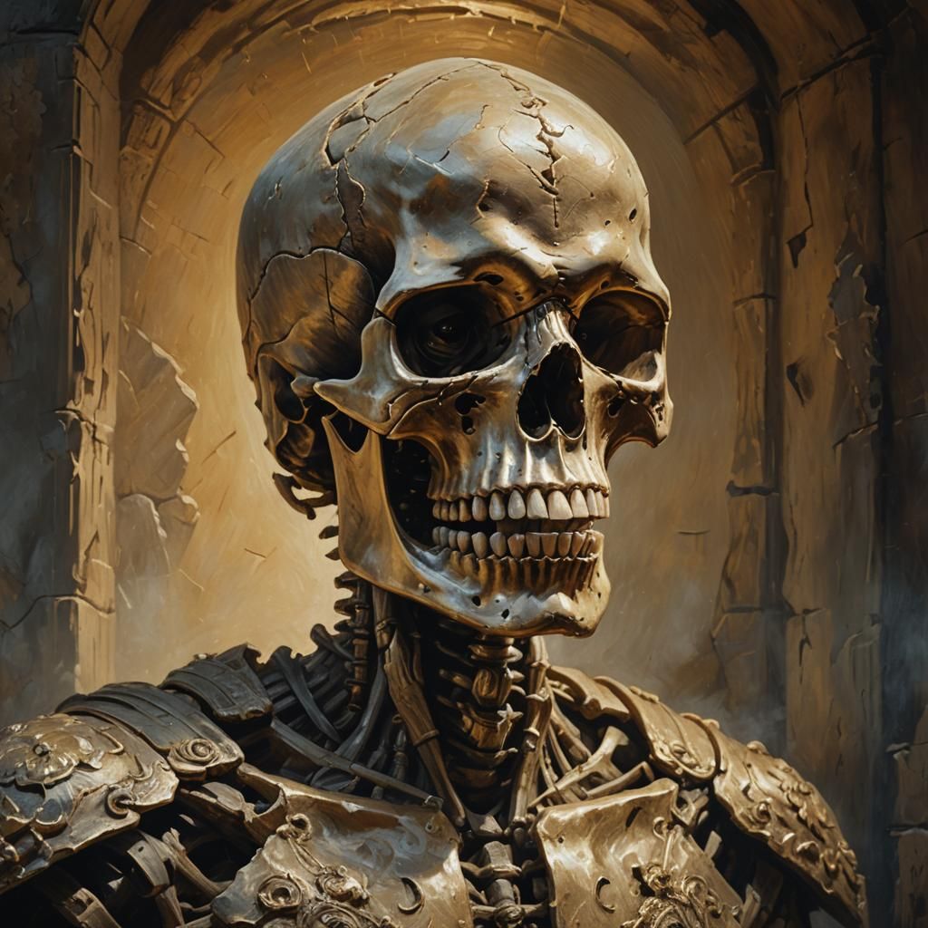 Heroic Skull Portrait in Oil Painting Style