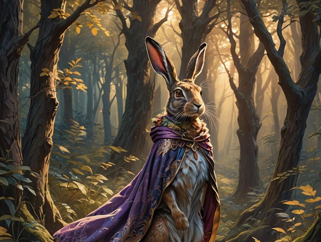 Hare Woman with Cape in D&D Style