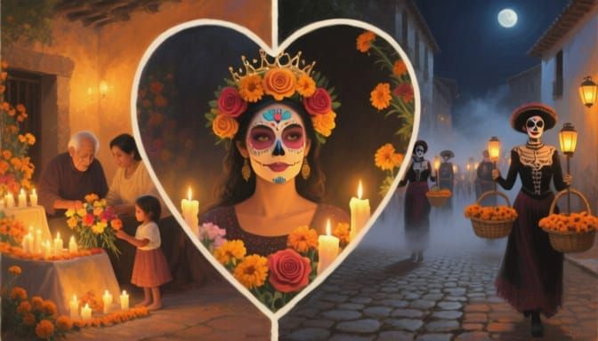 Day of the Dead Celebration Heart Composition