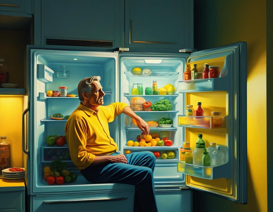 Man in Fridge: Surreal Abstract Art