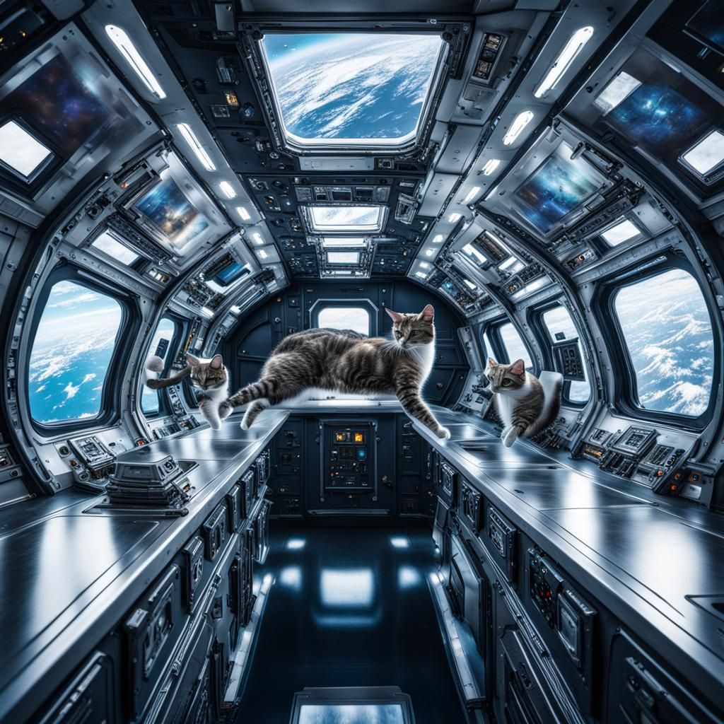 Cats in Space: Hyperrealistic Zero Gravity Adventure