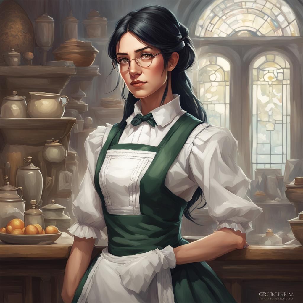 Maid Portrait in Hyperdetailed Art Nouveau Style