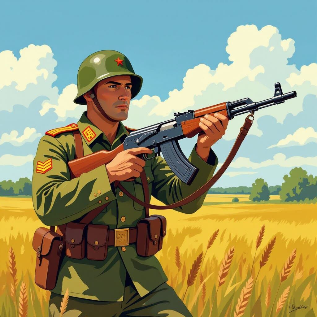 Soviet Infantryman 1942 with Mosin Rifle Flat Illustration