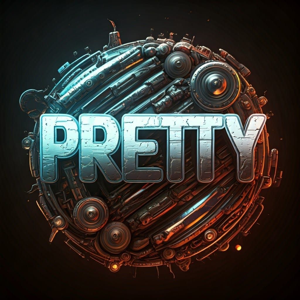 Futuristic Neon Word Art: "Pretty" in Cyberpunk Style