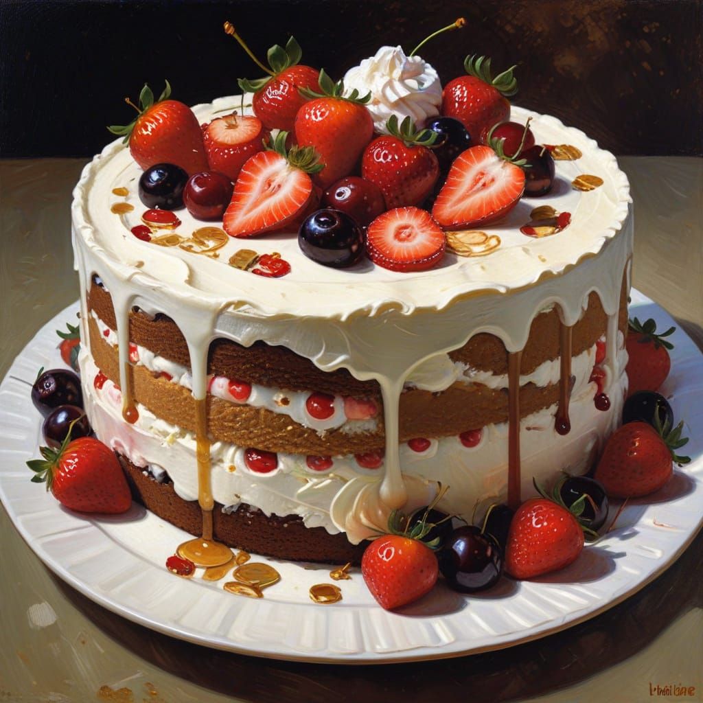 Ice Cream Cake Inspired by Klimt's Impressionism