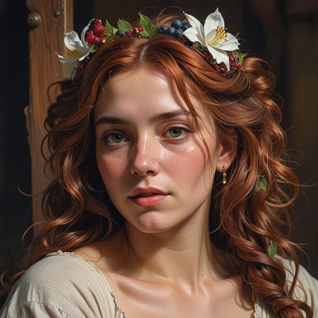 Drunken Bacchus in Ochre Stole, Caravaggio Style