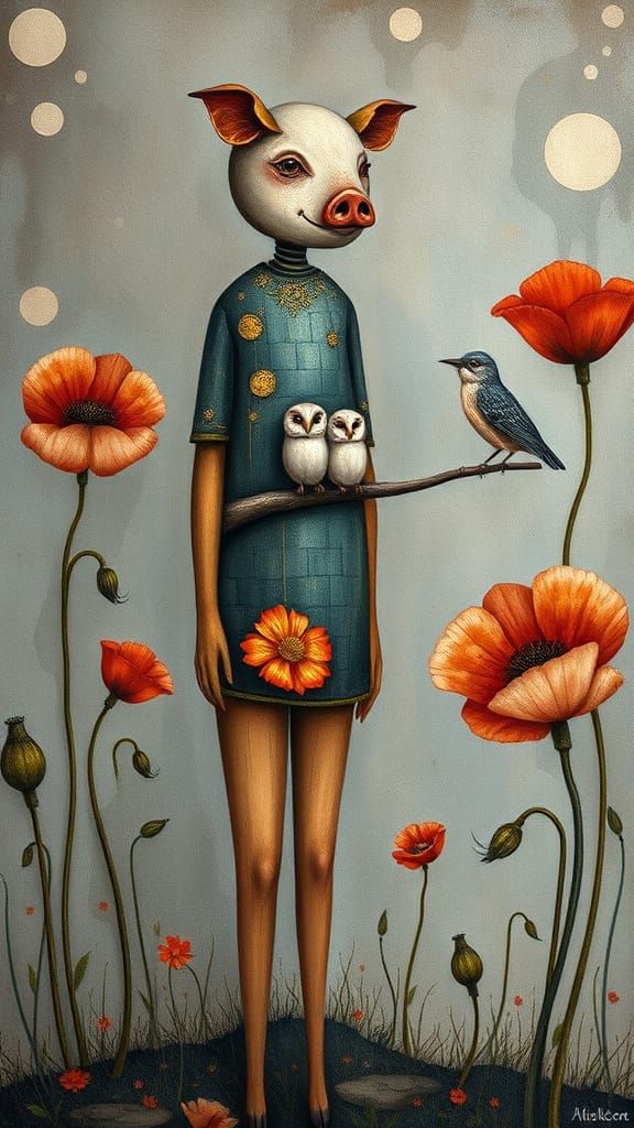 Surreal Figure of Wood, Metal, Paper in Hundertwasser Durer ...