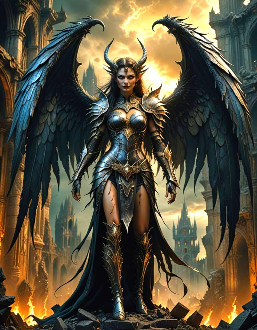 Gothic Elves in Hellish Ruins, Luis Royo Inspired