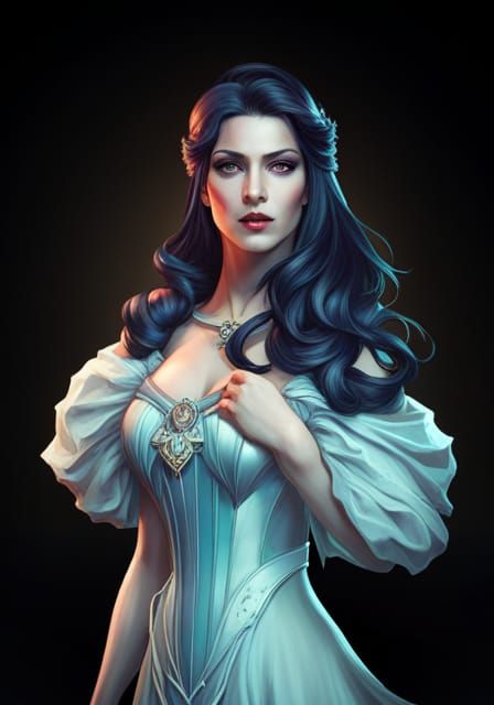 Medieval Goth Vixen Portrait in Comic Book Style