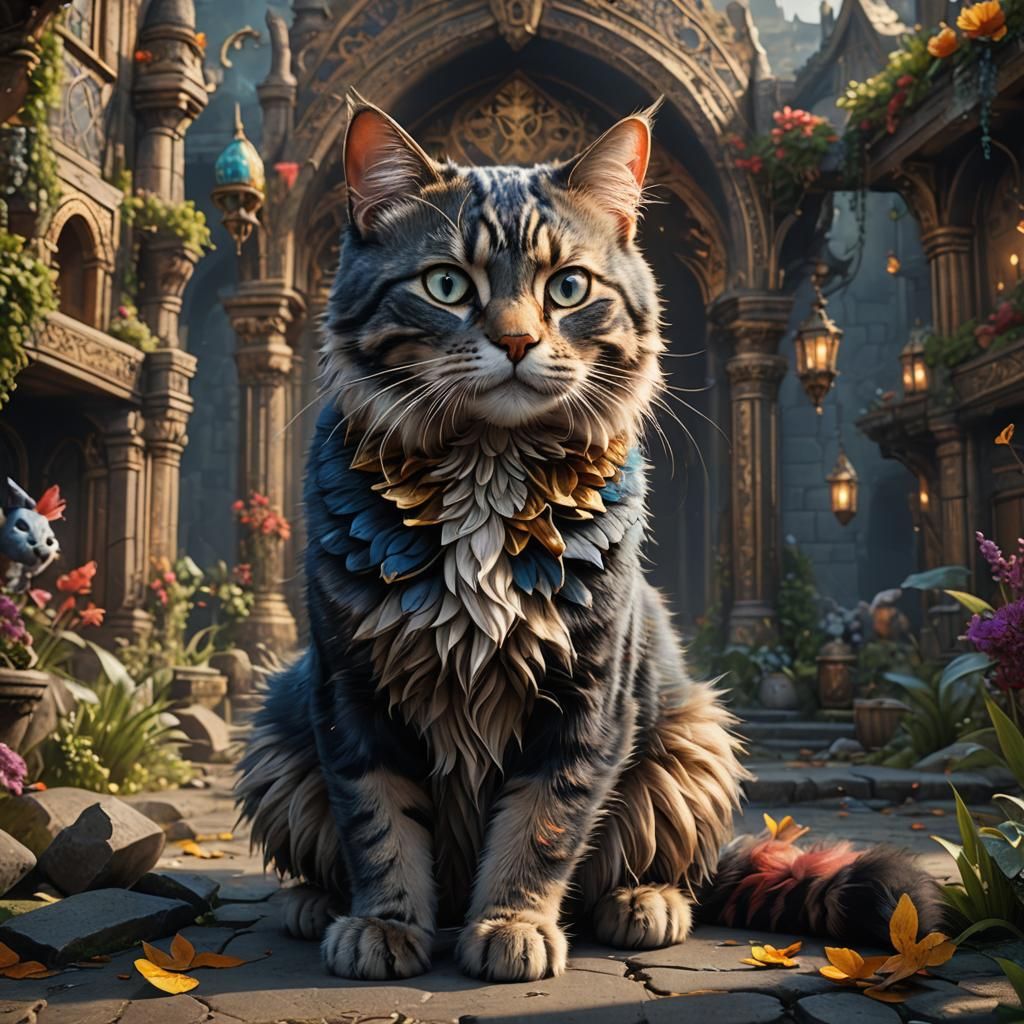 Beautiful Cat in Detailed Matte Painting