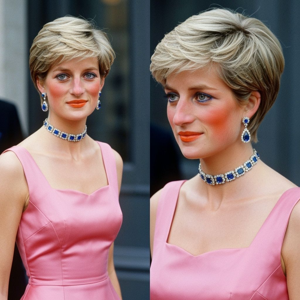 Princess Diana Portrait in Pink Silk Dress