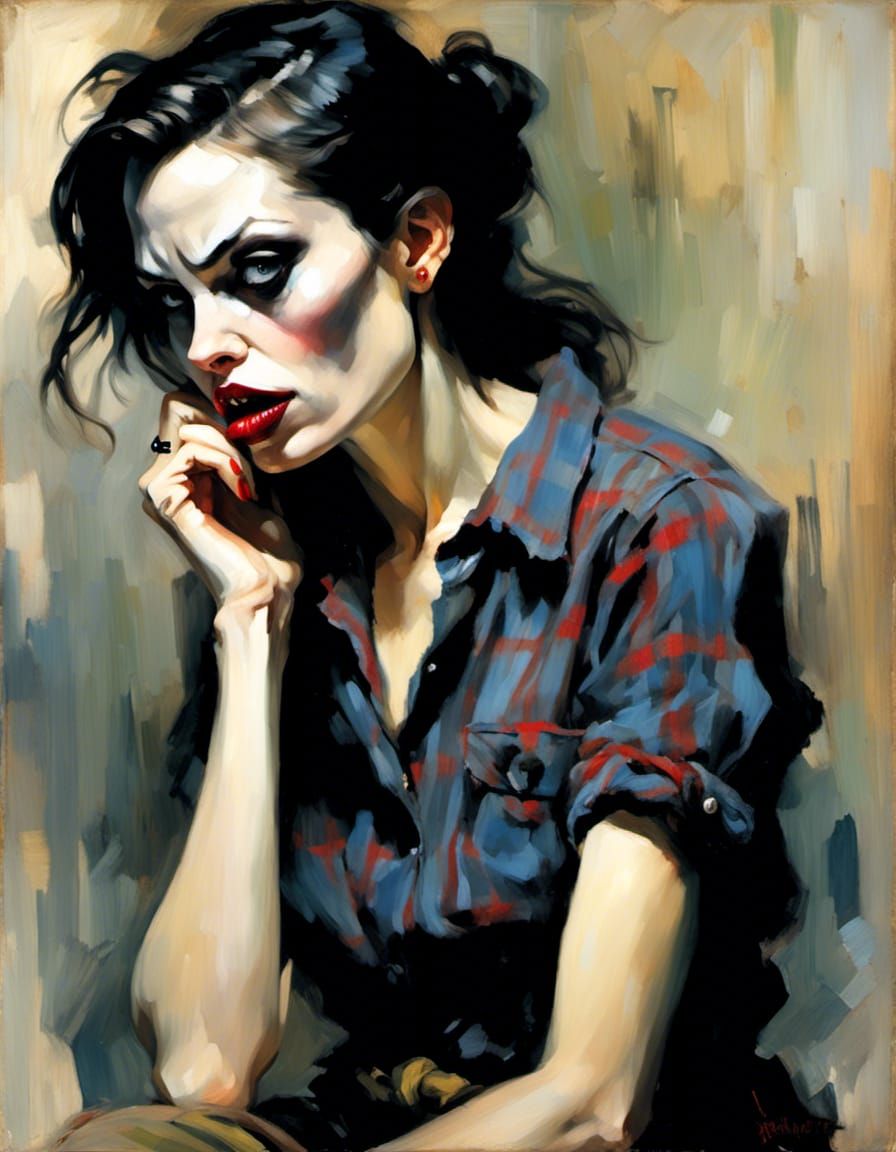 Sinister Vampire Portrait in Chiaroscuro Style