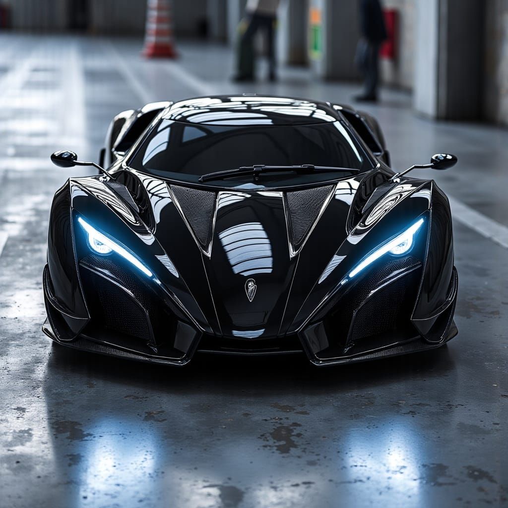 Sleek Futuristic Lamborghini in Dark Oil Paint Style