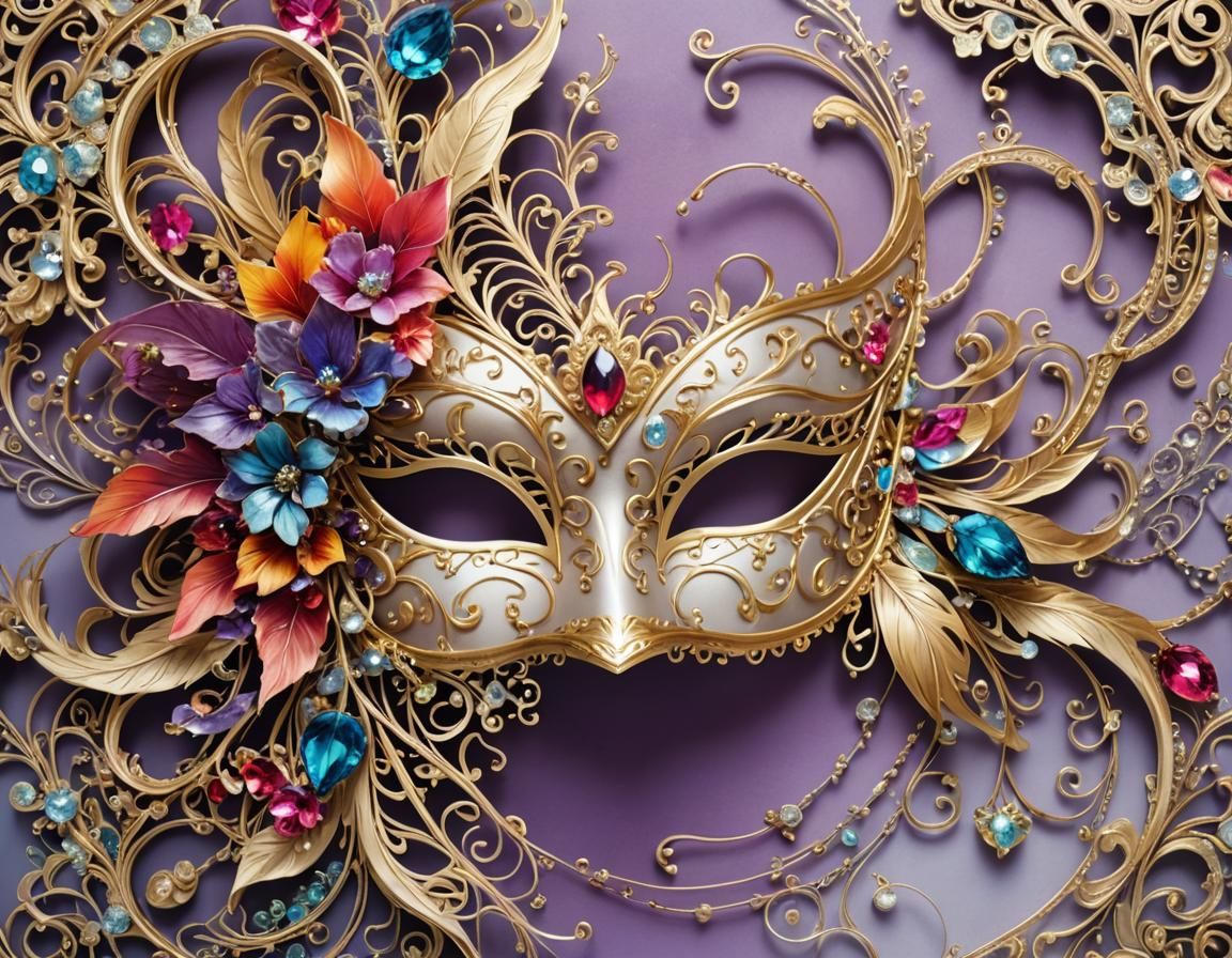 Elaborate Crystal Masquerade Mask with Filigree