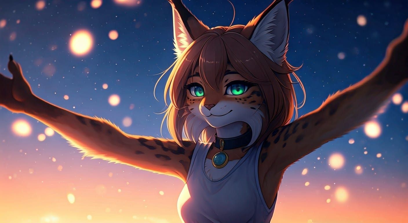 Anime Lynx Reaching for a Hug: 2.5D Key Visual