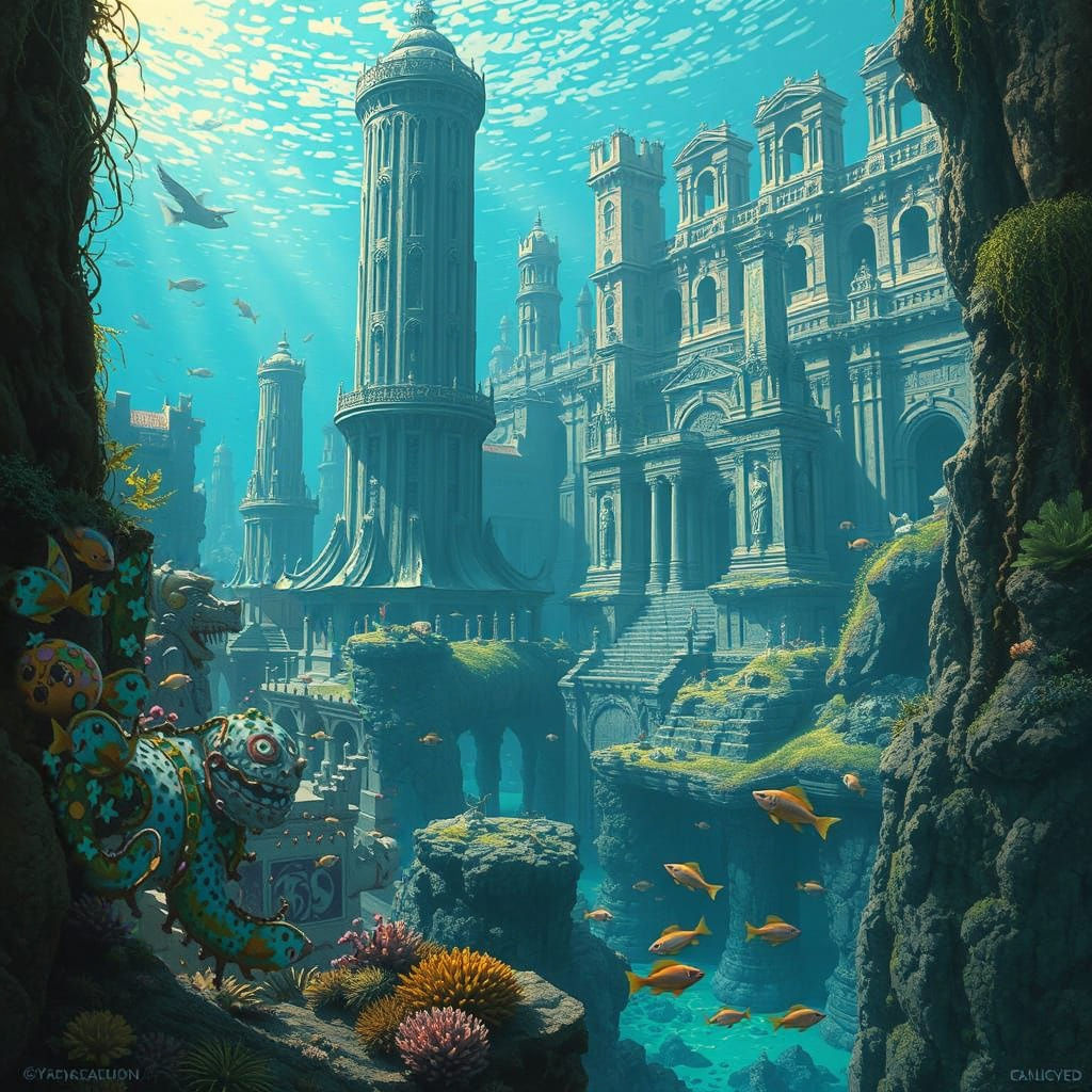 Mystical Underwater City of Atlantis: Dreamlike Fantasy Art