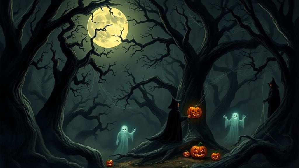 Haunted Forest: Witches and Ghosts in the Moonlight