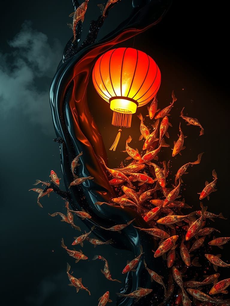 Bioluminescent Koi Swirl in Crystal Twister