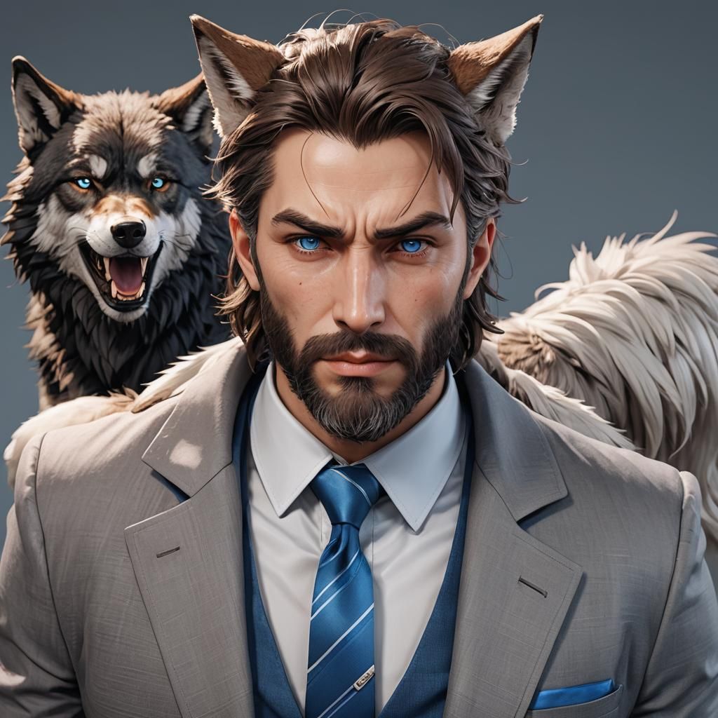 Wolf-Eared Doctor: Anime-Inspired 3D Rendering