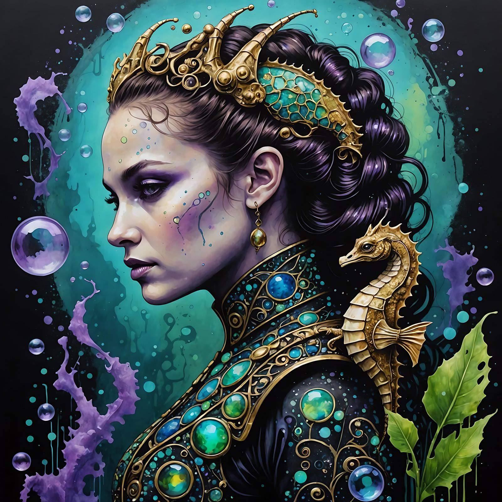 Padme Amidala as Seahorse-Dragon in Graffiti Art