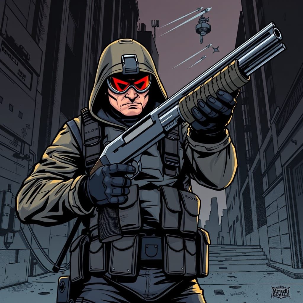 Benelli Shotgun in Comic Book Style