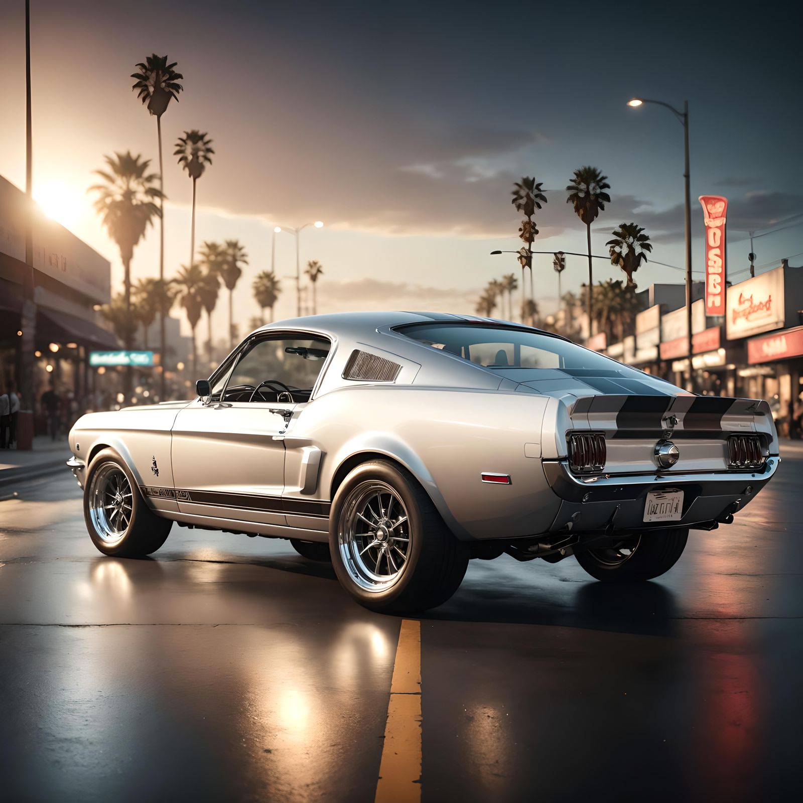 Hyperrealistic Silver 1967 GT 500 Ford Mustang Eleanor