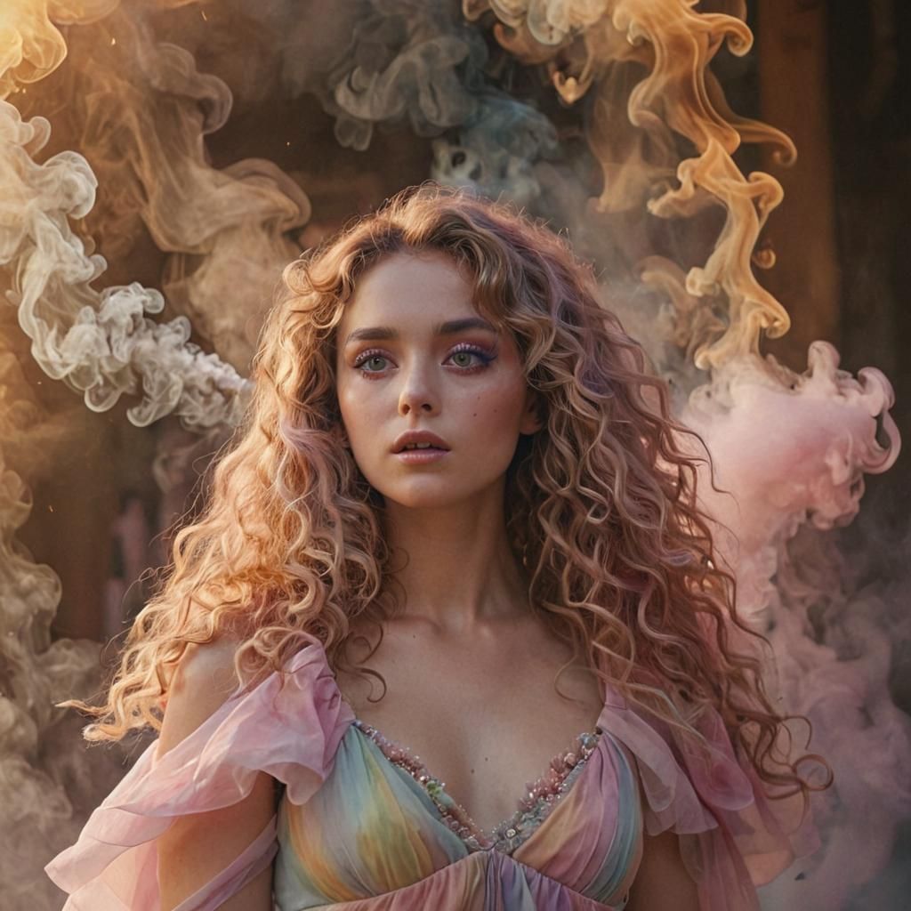 Ethereal Woman in Smoke, Anime 3D Shading