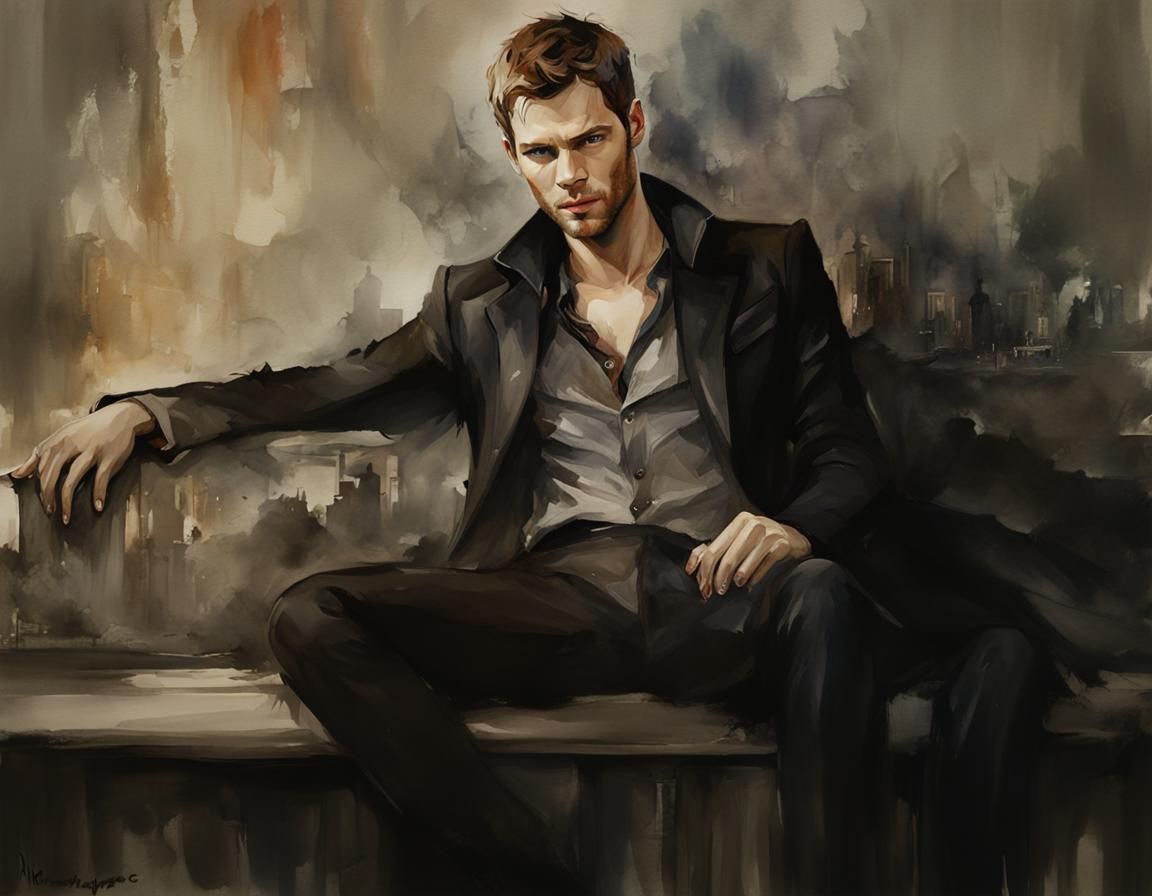 Joseph Morgan as Vampire in New Orleans, Watercolor Style