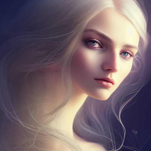 Elegant Blonde Woman Portrait in Hyper-Realistic Detail