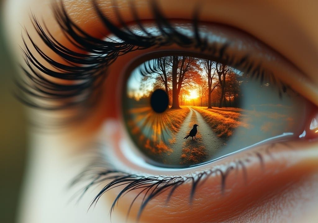 <lora:MJ6-1 DExposure:1.0>double exposure photography of an impressive female Eye with long lashes,sharp focus inside of...